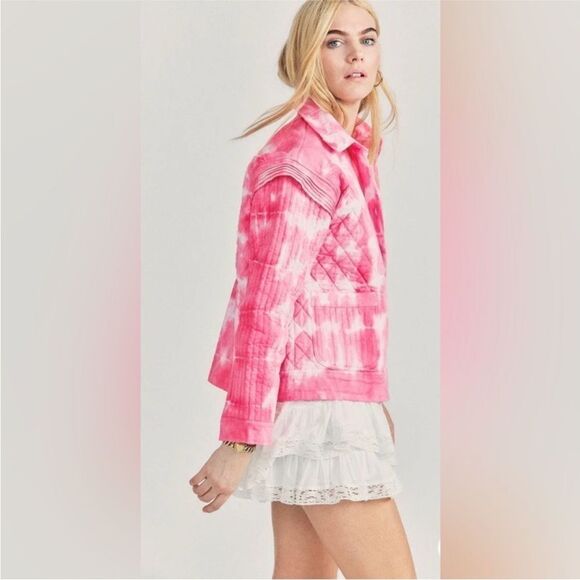 Loveshackfancy Pink Tie-Dye Quilted Jacket, M - Picture 4 of 13